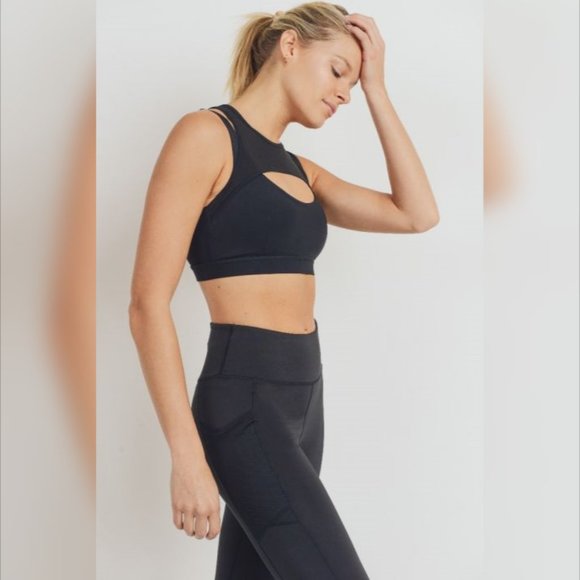 Harness Mesh Hybrid Racerback Sports Bras - Picture 3 of 7